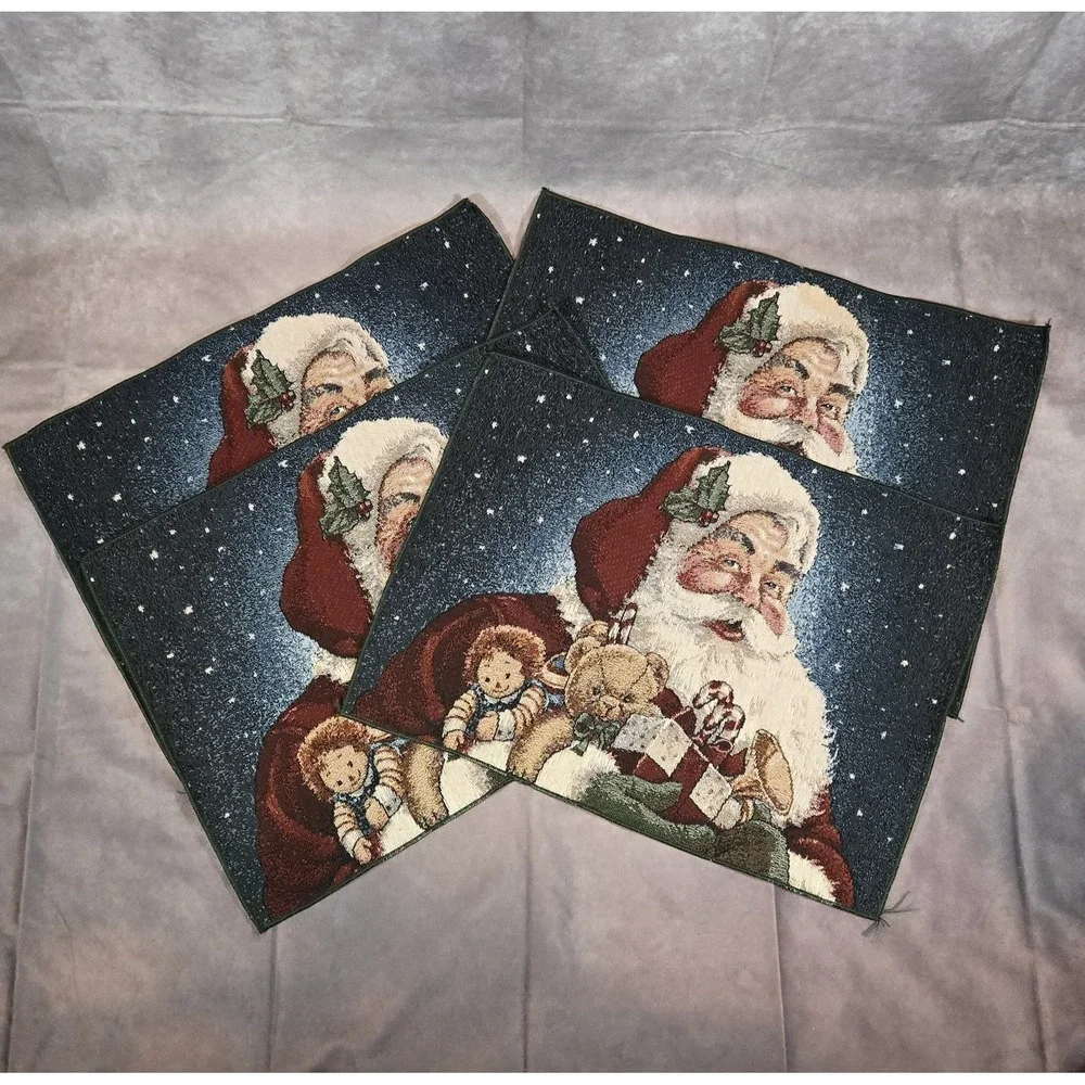 Santa Claus Placemats‎ American Greetings Tapestry Style Christmas Vintage (4)